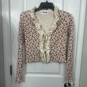 Rouje Paris Floral Ruffle Tie Front Top – Size 36